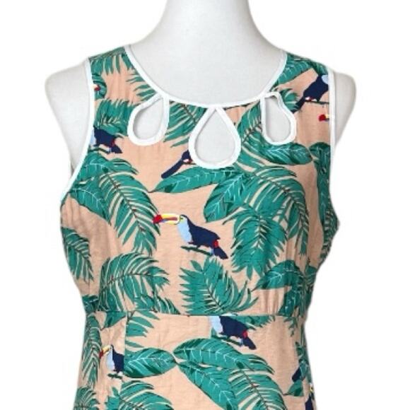 Royal Monk A-line Sleeveless Dress Parrot Tropical Print Women’s Size Small - Picture 5 of 12